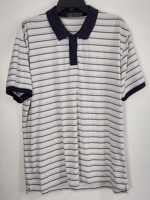 G/Fore Mens Script Stripe Tech Jersey Polo  White Navy Stripe Size Large