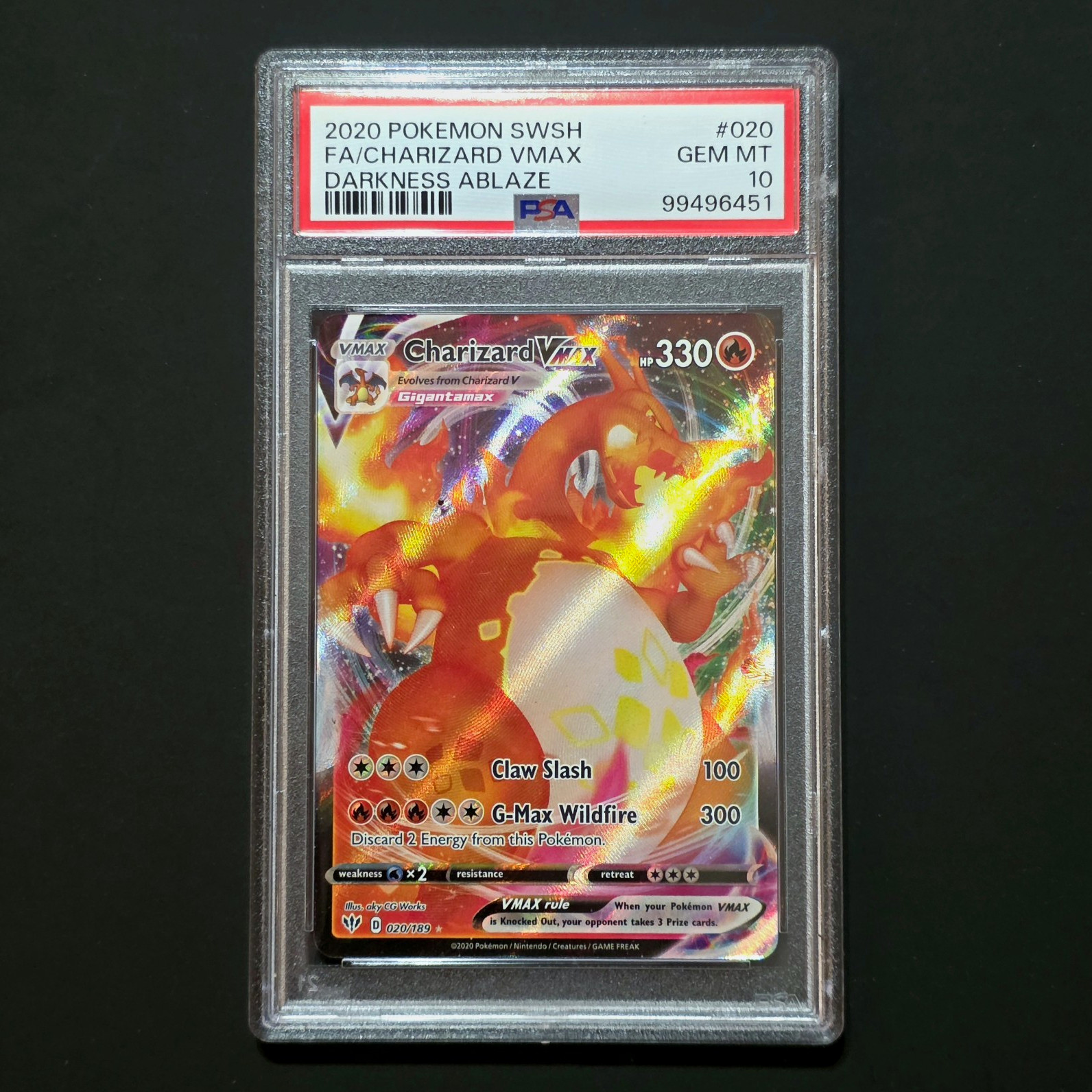 Charizard VMAX 020 Darkness Ablaze Holo EN 2020 PSA 10 Full Art Sword & Shield