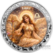 LIBRA Goddesses Zodiac 1 Oz Silver Coin 5 Cedis Ghana 2026