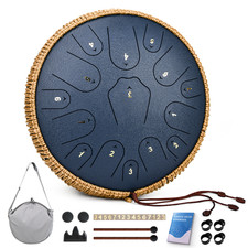 Steel Tongue Drum 15 Notes 14 Inch Hand Pan Drum for adults C Major Navy Blue