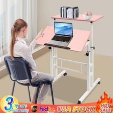 Height Adjustable Rolling Desk Laptop Table Home Office Working Drawing Desk