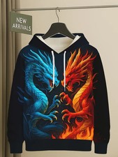 Dual Dragon Inferno 3D All Over Print Hoodie - Adults Youth
