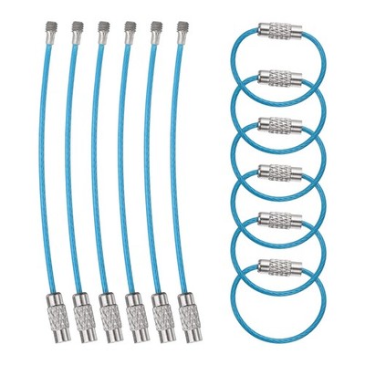 12pcs Keychain Loop 3.15 Inch Stainless Steel Wire Keychain Cable Blue