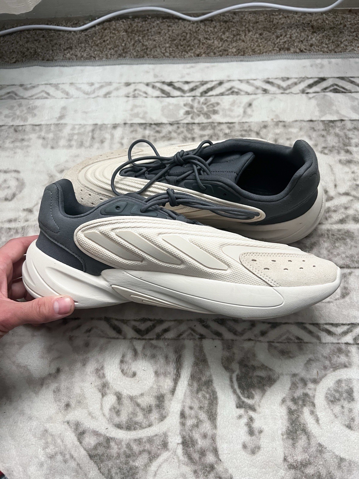 Size 11 adidas Ozelia Beige Black White/Wonder white gray