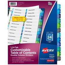Avery Double Column 24 Tab Dividers for 3 Ring Binders, Customizable Table of Co