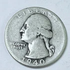 1940 Washington Quarter 25c 90% Silver Good Condition #4737
