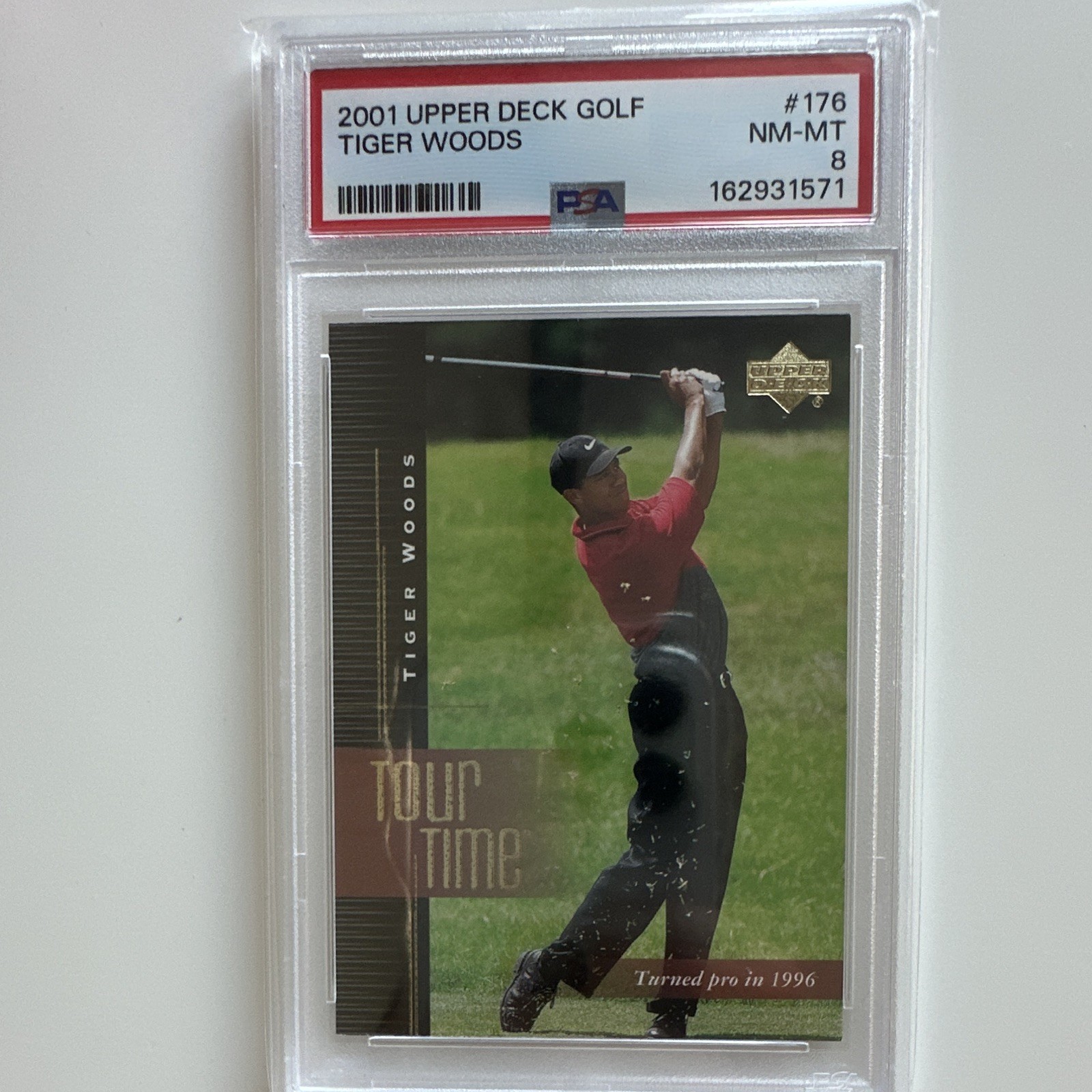 Upper Deck 2001 Golf Tour Time Tiger Woods #176 RC Rookie PSA 8 Graded