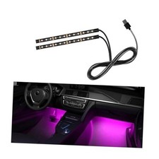 Car LED Strip Light, 24 LEDs RGB Neon Interior 24 LED, USB Port Pink Purple