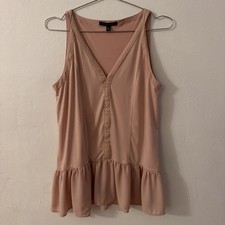 Banana Republic Women's Sleeveless V-Neck Blouse With Ruffle Hem Small