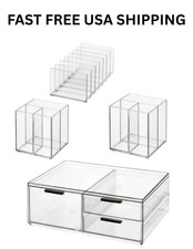 iDesign Clear Makeup Drawer Organizer Set of 4 Cosmetic Storage Trays Plastic