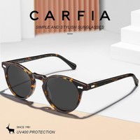 Carfia Runde Sonnenbrille Damen Polarisiert UV400 UV Schutz Leicht Schwarz