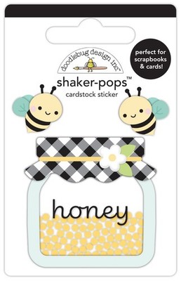 Doodlebug Shaker-Pops 3D Sticker-Honey Bees, Bee Happy - 6 Pack