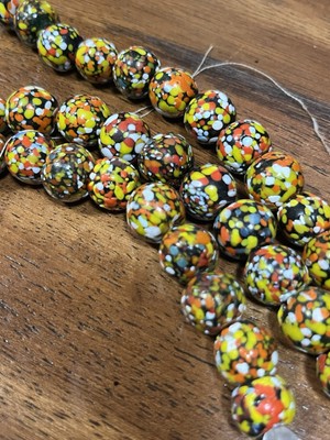 6in Strand Vintage 1960s Lampwork  Glass Multicolor Confetti Beads Rare