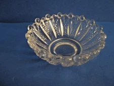 HEISEY CLEAR GLASS NUT DISH/OPEN SALT CELLAR w/ BEADED RIM, c1930's