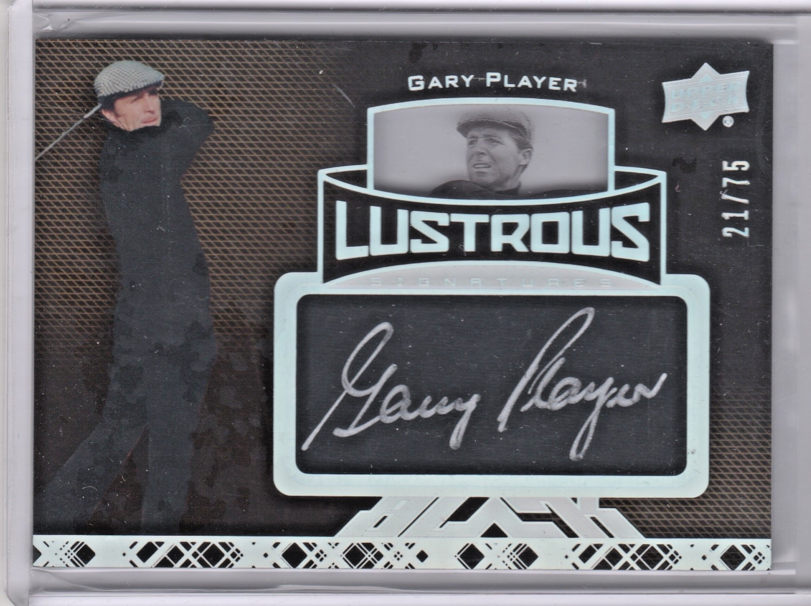 Gary Player Autographed Signed 2014 UD BLACK LUSTROUS MEMORABILIA SP #30 21/75 LEGEND 