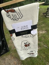 Goblin Ghoul Halloween Ghost Reading Books Design Blanket 50x70 Nwt