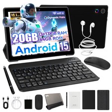 Tablet 10.1 inch Android 15 Octa-Core 20GB RAM 64GB ROM IPS LCD HD Dual Camera