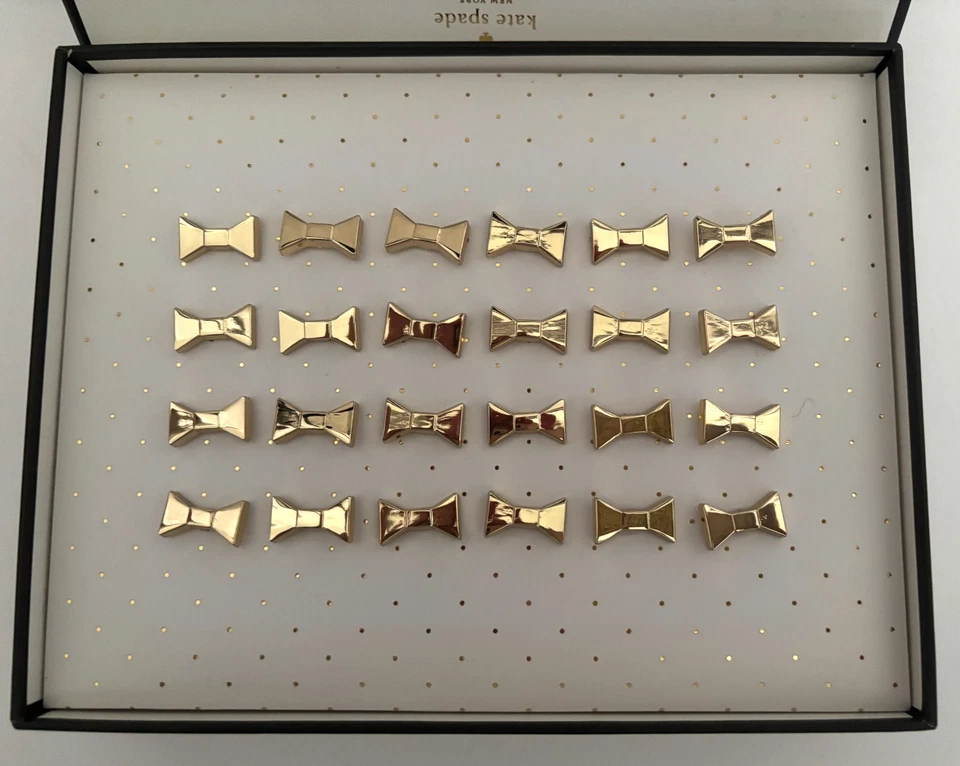 Set of 24 New KATE SPADE NEW YORK 1/2" Gold Metal Bow PUSH PINS Bulletin Board - Image 2 of 4