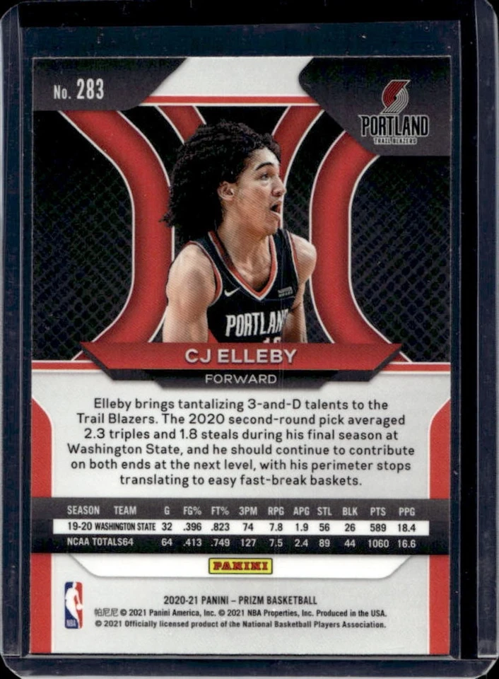2020-21 Prizm CJ Elleby RC Rookie #283 Trail Blazers - Image 2 of 2
