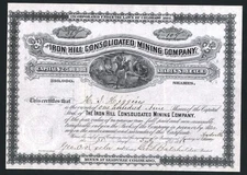 1884 Leadville Co - Iron Hill Consolidated Mining - EX RARE Stock Certificate