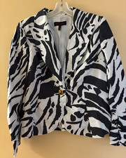 ESCADA SHORT LIGHT  TAILORED BLAZER COTTON BLEND IN BLACK WHITE 40 M CROATIA