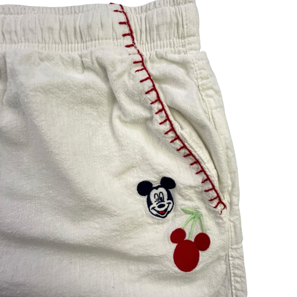 Old Navy x Disney Mickey Mouse Linen Blend Shorts Size Large White