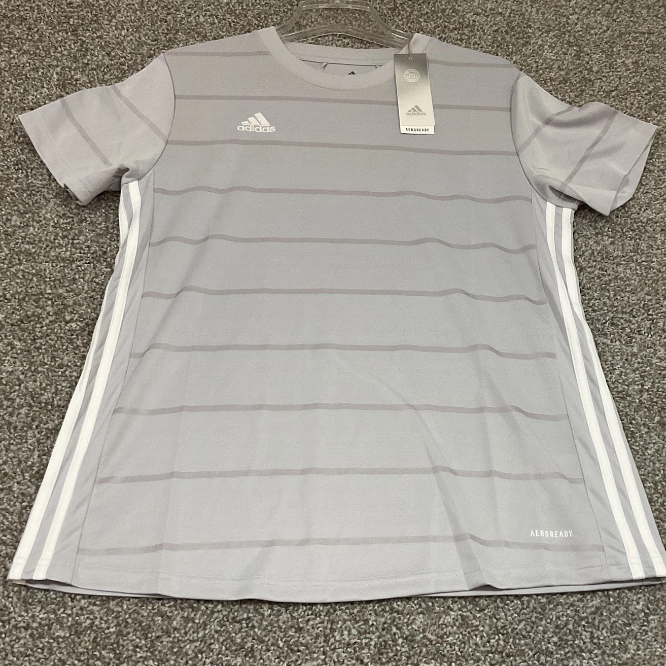 Adidas Womens Campeon 21 Soccer Jersey Grey White Aeroready GN5732 Small NWT