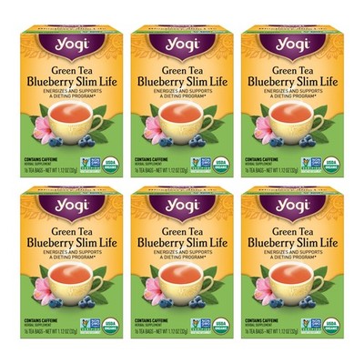 Yogi Tea - Green Tea Blueberry Slim Life - 16 Tea Bags per Pack (6 Packs) - O...