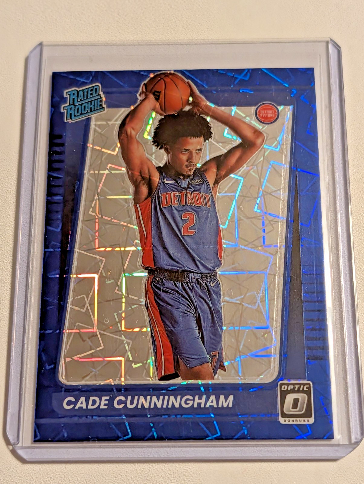 2021-22 OPTIC RATED ROOKIE BLUE VELOCITY CADE CUNNINGHAM #161, ROOKIE CARD - HOT