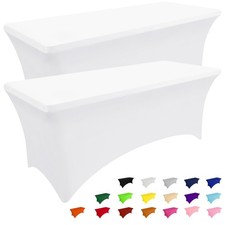 2 Pack Spandex Table Cloth 6FT, Elastic Fitted Stretch Tablecloths, Washable ...
