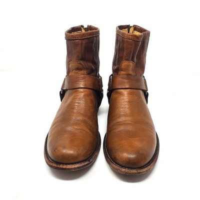 FRYE Phillip Harness Leather Ankle Boots Brown Moto Biker  display picture 2