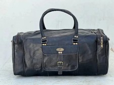 24" Goat Leather Travel Genuine Luggage Gym Weekend Overnight Duffel Vintage