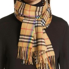 Burberry Rainbow Check Scarf - Check Cashmere USA Stock