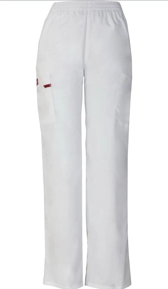 Pantalones Médicos Dickies XL Signature para Mujer, Cintura Elástica Pull-On Carga, Blancos Foto 2 de 4