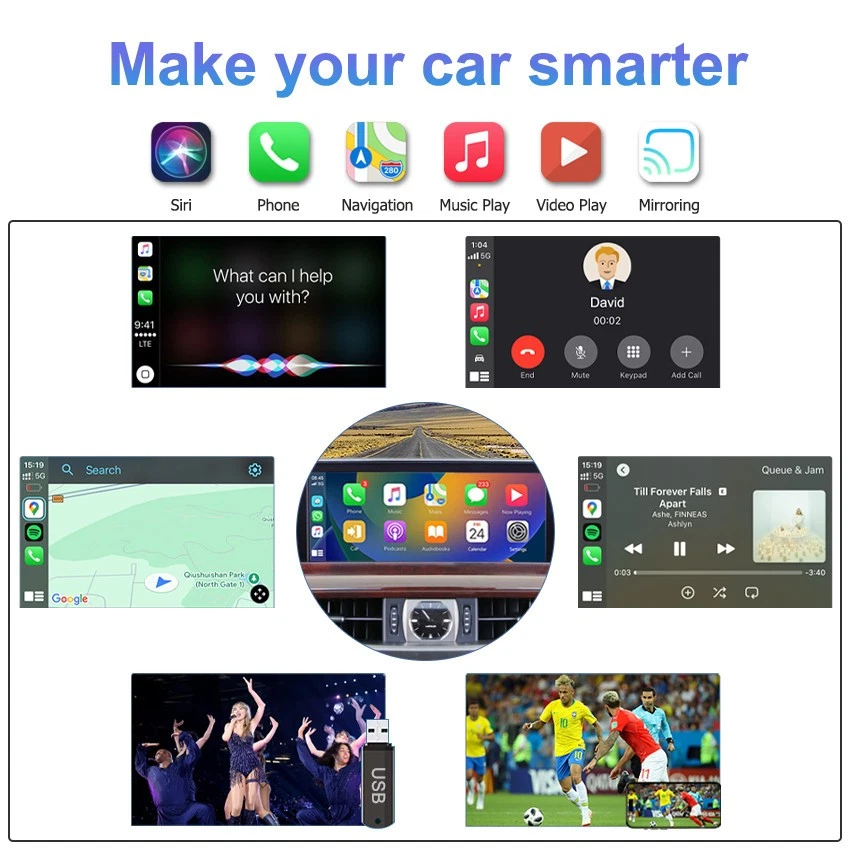 Kits de actualización de pantalla inalámbricos CarPlay Android Auto OEM para LEXUS LX570 2016-2021 Foto 2 de 4