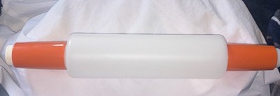 TUPPERWARE  ROLLING PIN-FILL WITH WARM/ COLD WATER IN THE CENTER-ORANGE HANDLES