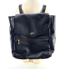 Freshly Picked Classic Diaper Bag Backpack Black Vegan Leather Gold Hardware