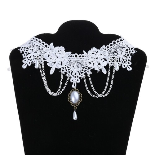 Fashion Forward Lace Choker with Victorian Gothic Appeal and Jewelry Accent - Picture 3 of 8