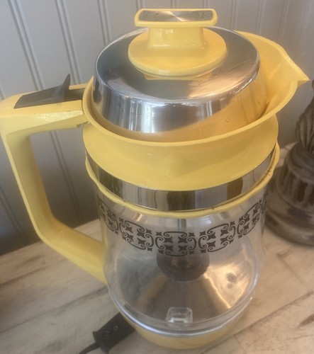 Vintage Rare 1970s Proctor Silex Percolator Glass Electric Coffee Pot Yellow - Picture 4 of 13