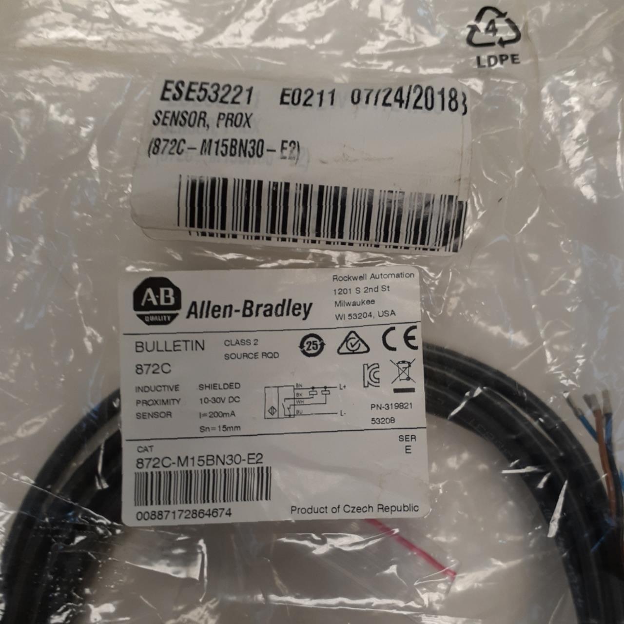 Allen Bradley 872C-M15BN30-E2 30mm Barrel Inductive Prox Sensor | eBay