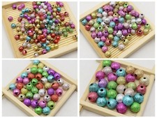 Craft DIY Mixed Color Glitter Acrylic Round Beads Spacer 4mm 6mm 8mm 10mm