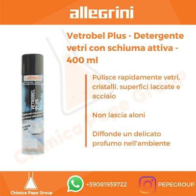 VETROBEL PLUS 400 ml Allegrini - DETERGE e PROFUMA VETRI e SUPERFICI DURE