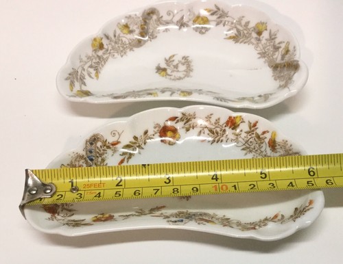 Vintage, Haviland & Co. Limoges, Floral Trimmed Crescent Bone Plates (2) VGC - Picture 8 of 9