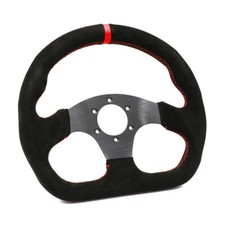Volante de coche de carreras de pista de cuero gamuza en forma de D de 13" 320 mm con kit de tornillos de bocina