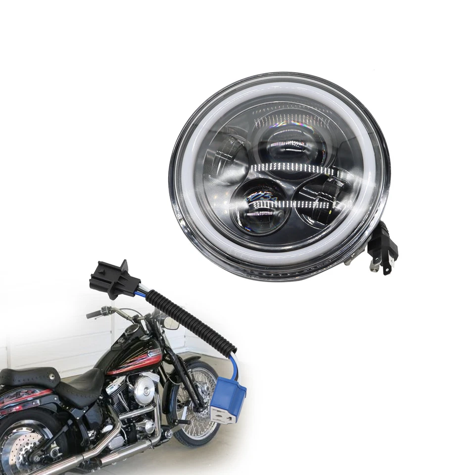 For Honda CX500C CM400T CB750 Bobber Motorcycle 7" Headlight Ring Hi/Lo DRL Lamp Foto 2 de 4