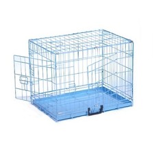 Dog Cage Pink, Blue Puppy Crate with Metal Tray - Small or Medium Training House