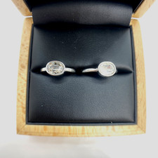 x2 Gemporia Rings Silver Tone Metal with Oval Stones