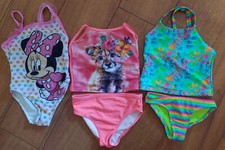 Conjunto de traje de baño para niñas talla 4-5 lote de 3 - Disney Minnie, sirenas y gatos 1 pieza y 2 piezas