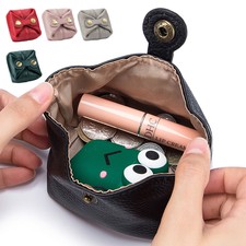 Women Girls Leather Coin Card Pouch Small Button Wallet Purse Money Holder