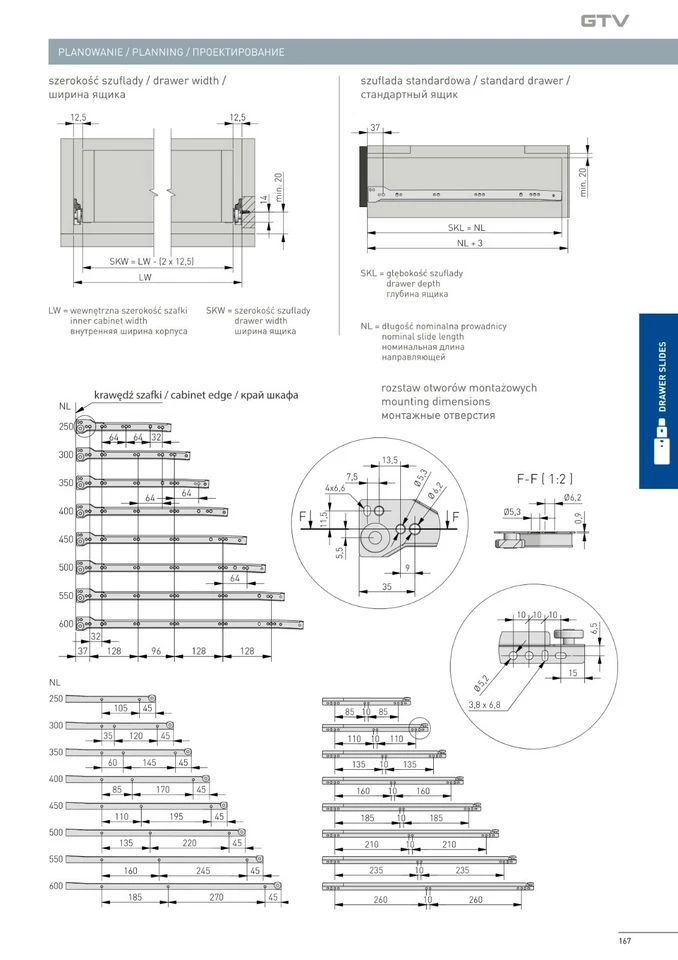  Metal Roller Bottom Fix Kitchen Drawer Runners Slides 250mm-600mm White Brown - Image 3 of 3
